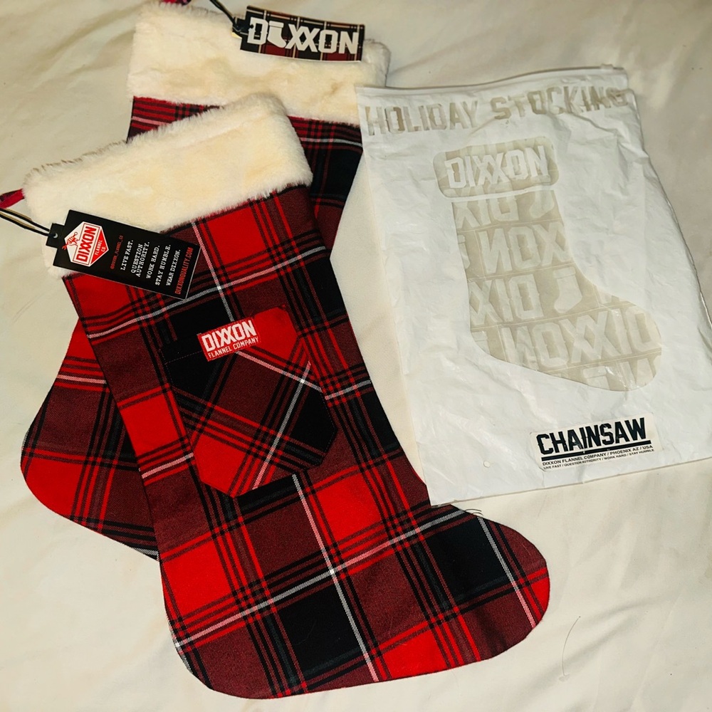 Dixxon Red Plaid Holiday Stockings